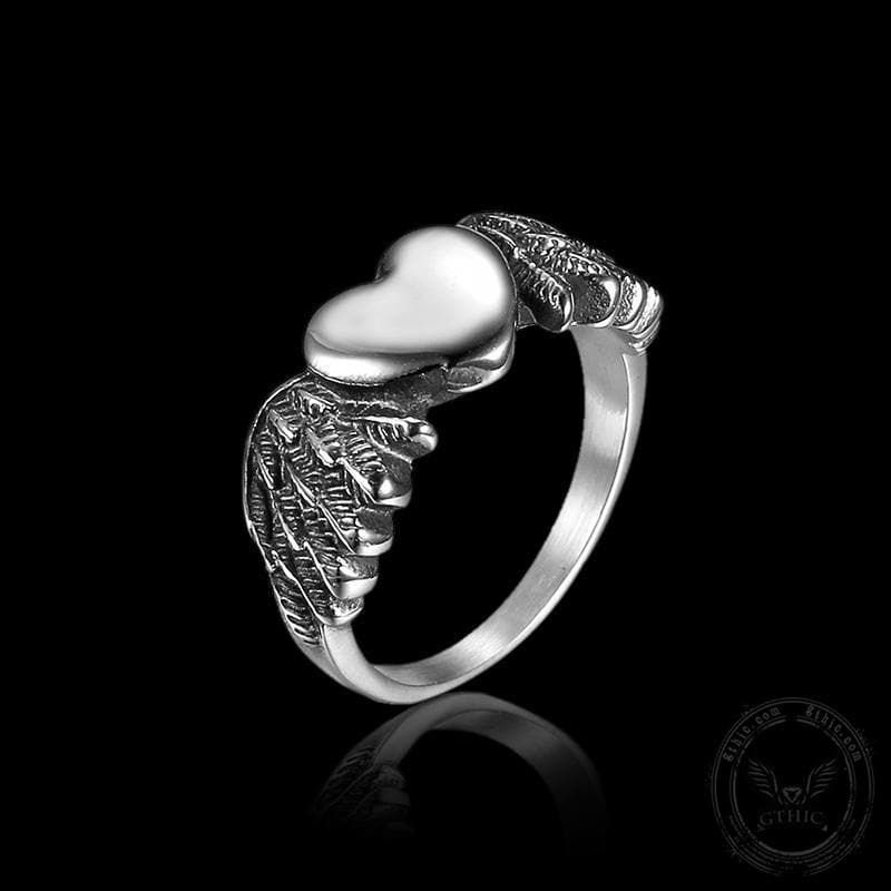 Retro Flying Love Stainless Steel Punk Ring
