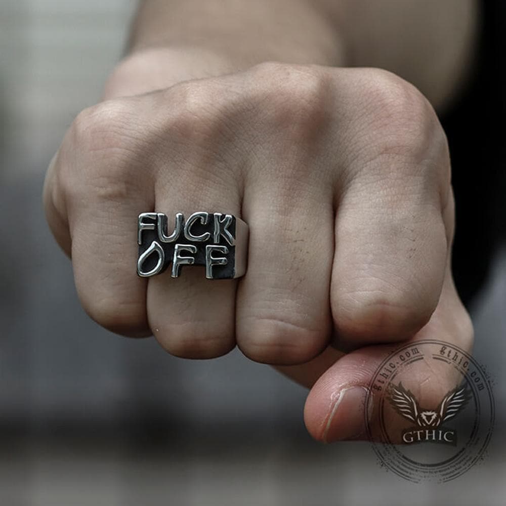 Retro FUCK OFF Stainless Steel Ring