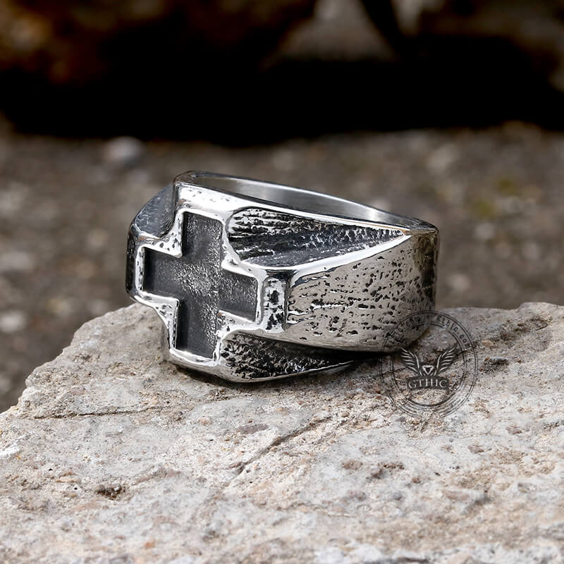 Retro Greek Cross Stainless Steel Ring