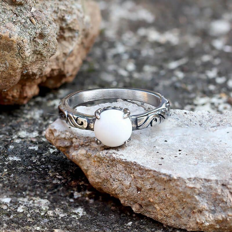 Gothic Gem-Set Stainless Steel Ring