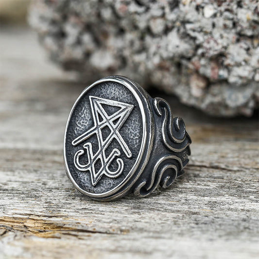 Retro Sigil of Lucifer Stainless Steel Ring