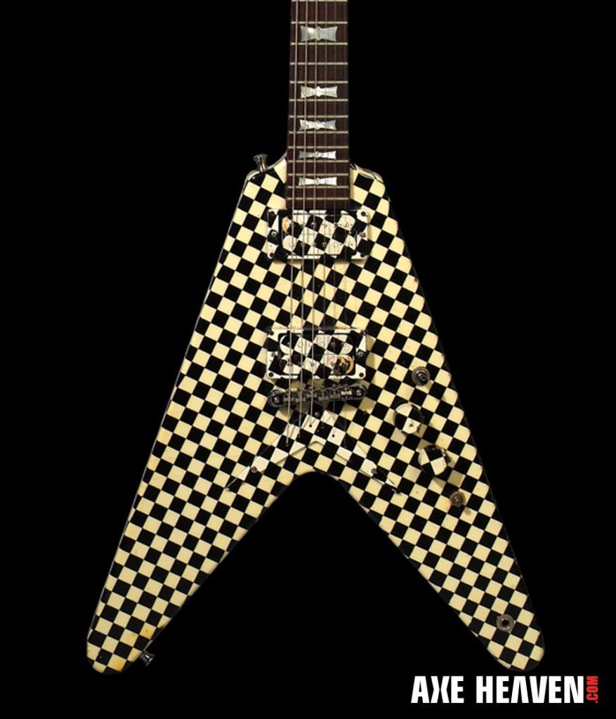 RICK NIELSEN- Yellow Checker Flying V 1:4 Scale Replica Guitar ~Axe Heaven~