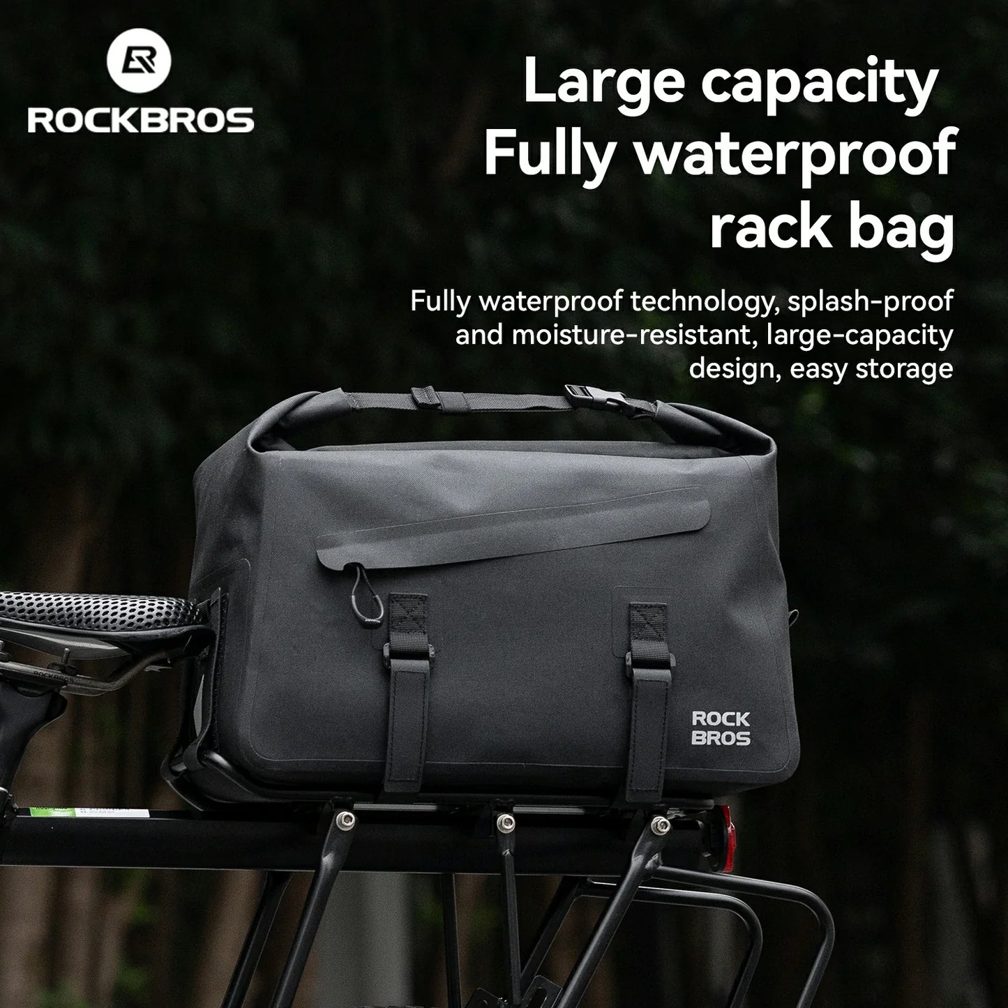 RideMate 100% Waterproof Bike Rear Rack Bag 16L