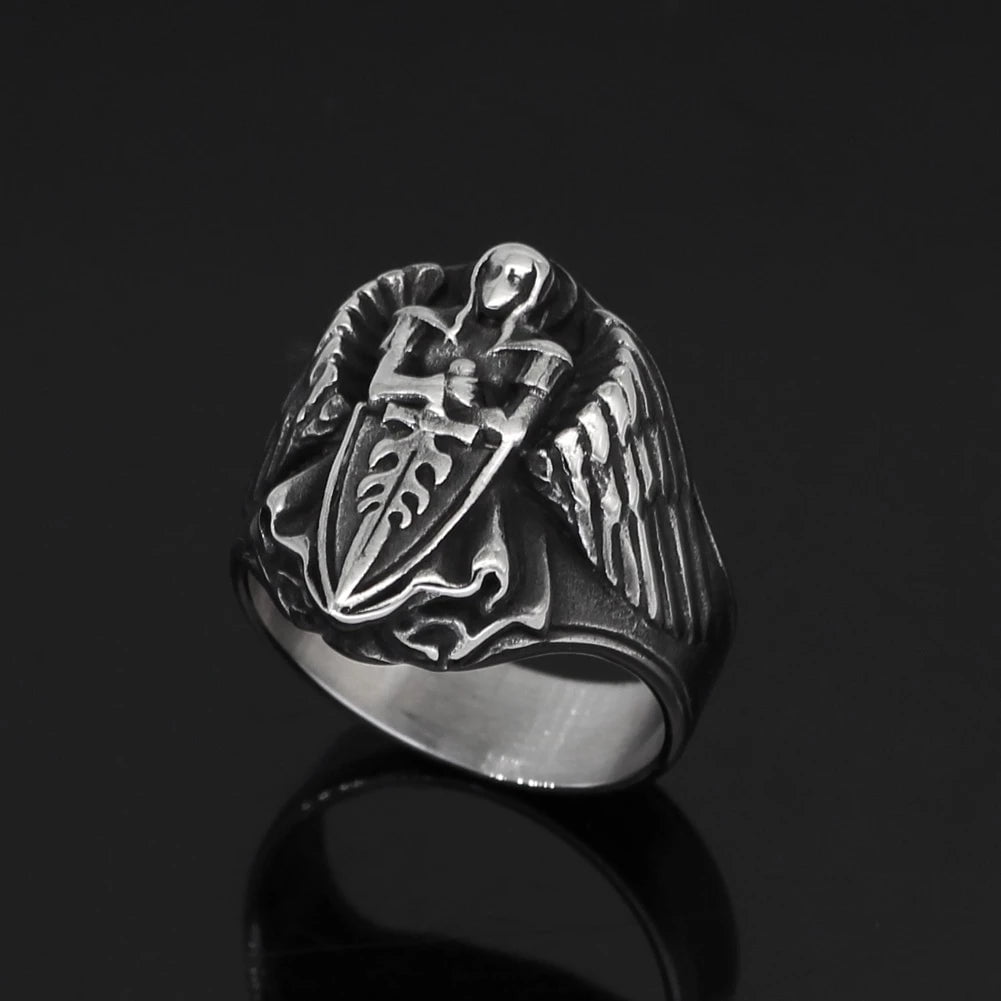 Roman St.Michael Archangel Stainless Steel Ring