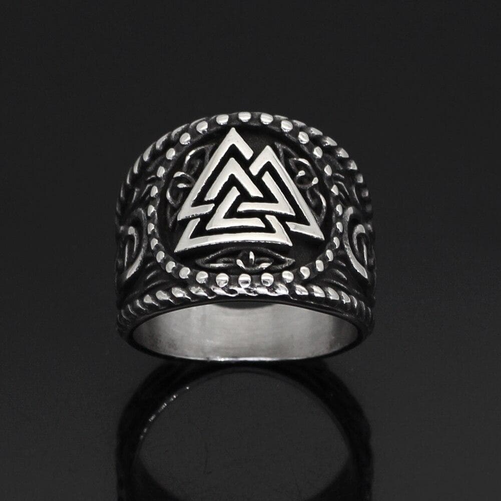 Viking Nordic Valknut Solid Stainless Steel Ring