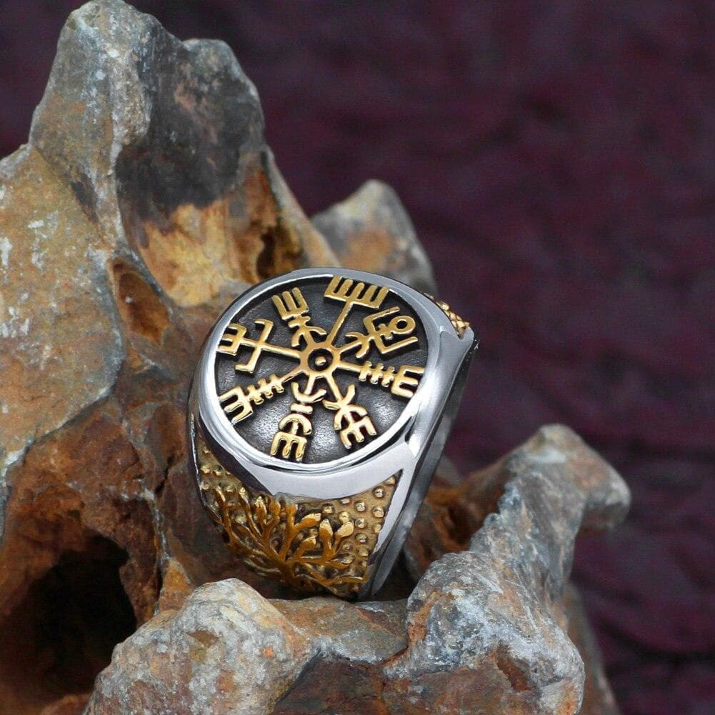 Viking Vegvisir Tree of Life Stainless Steel Ring