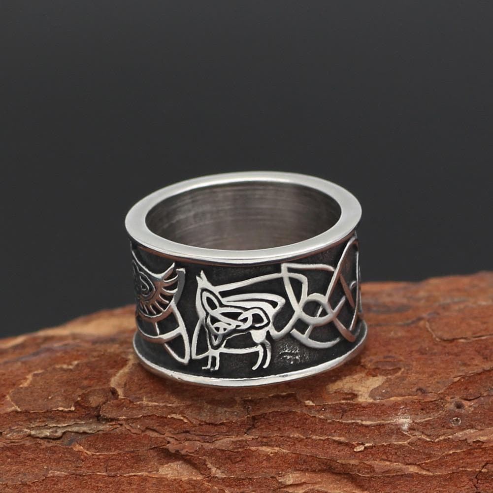 Vikings Odin Raven Stainless Steel Ring