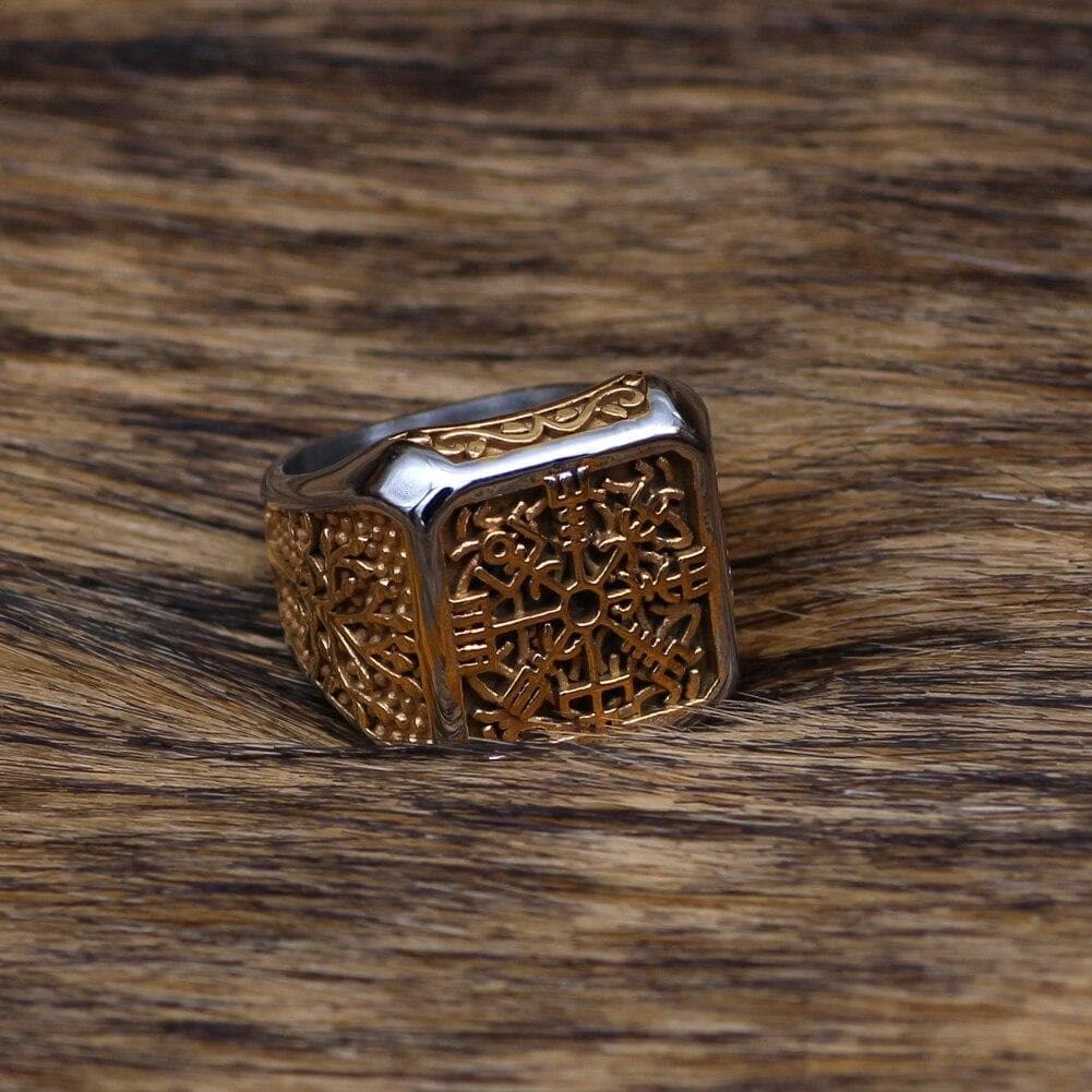 Viking Vegvisir Yggdrasil Solid Stainless Steel Ring