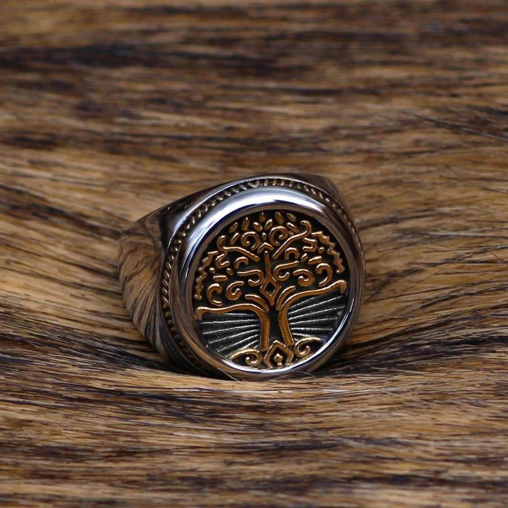 Viking Tree of Life Solid Stainless Steel Ring