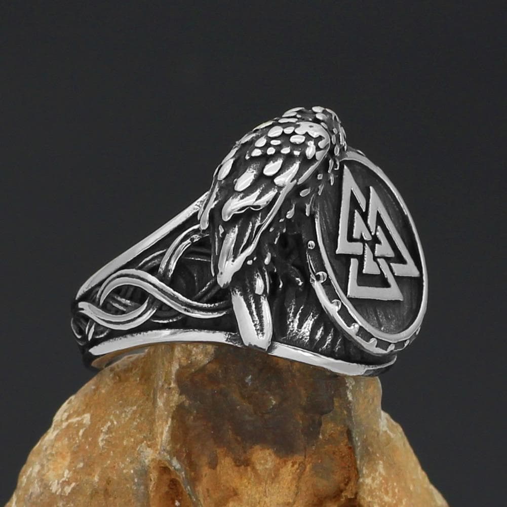Viking Valknut Odin's Raven Stainless Steel Ring
