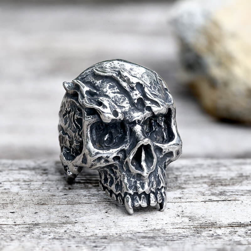 Rise From Ashes Stainless Steel Skull Ring