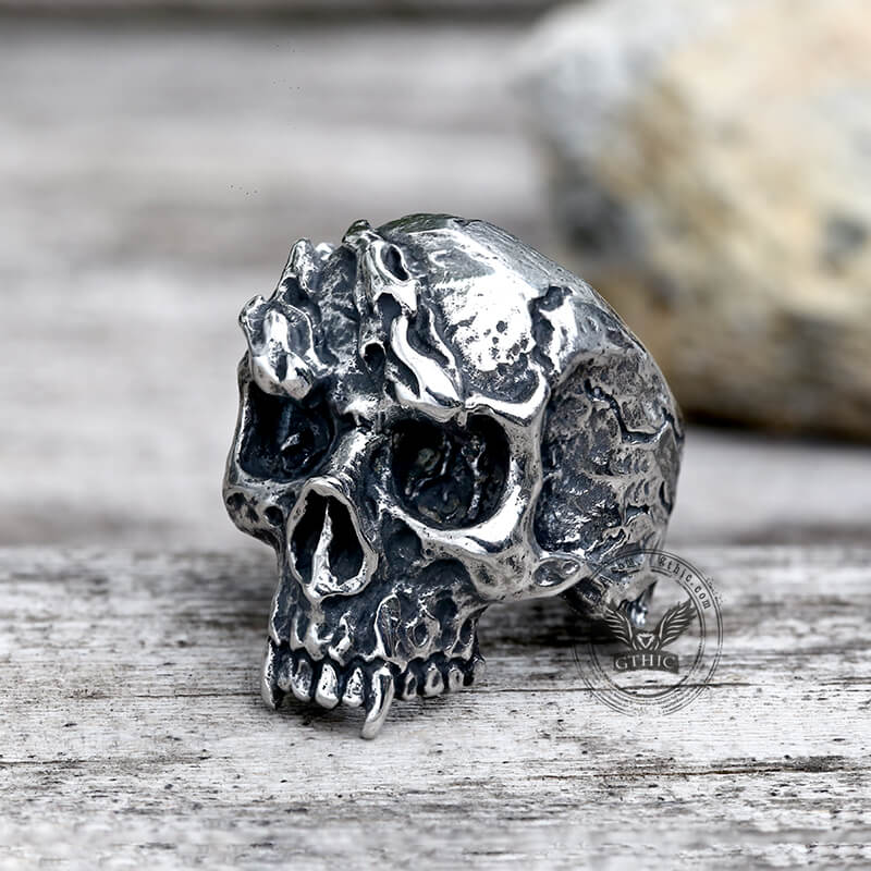Rise From Ashes Stainless Steel Skull Ring