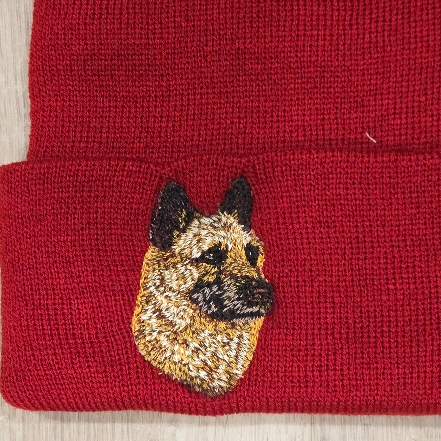 Laekenois Embroidered Beanie, Belgian Shepherd Gift, Dog Mom Hat, Knit Cuff Beanie, K9 Trainer Apparel