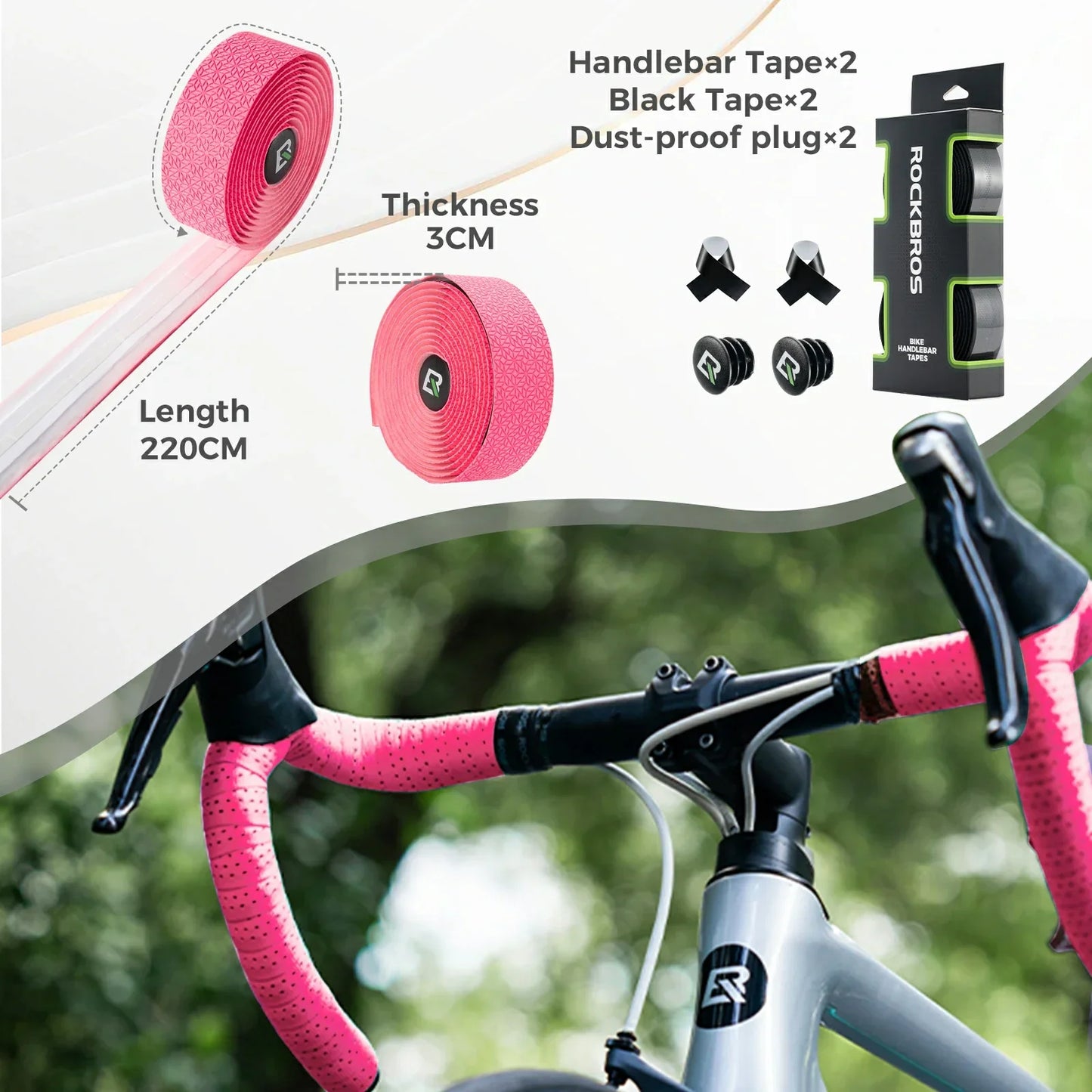 Road Bike Handlebar Tape 3mm Extra Long 220cm