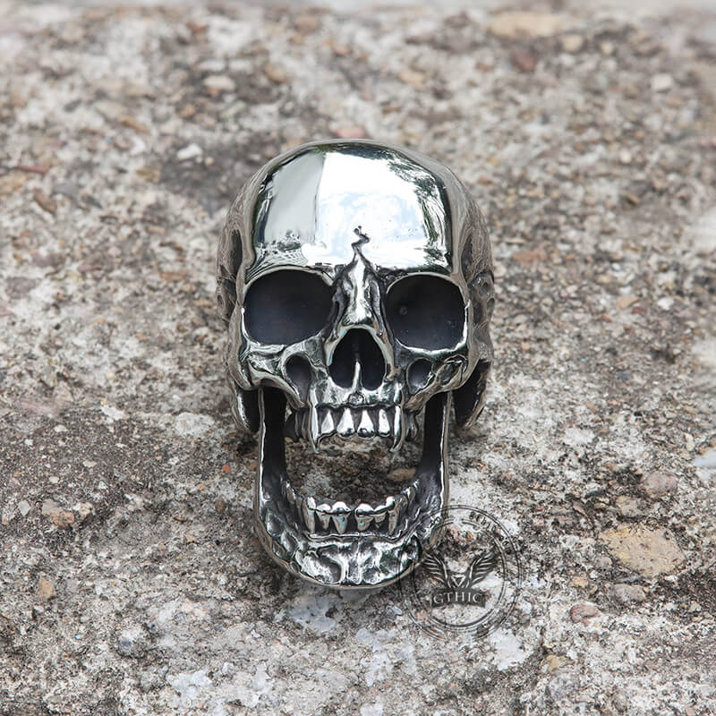 Roaring Stainless Steel Skull Ring