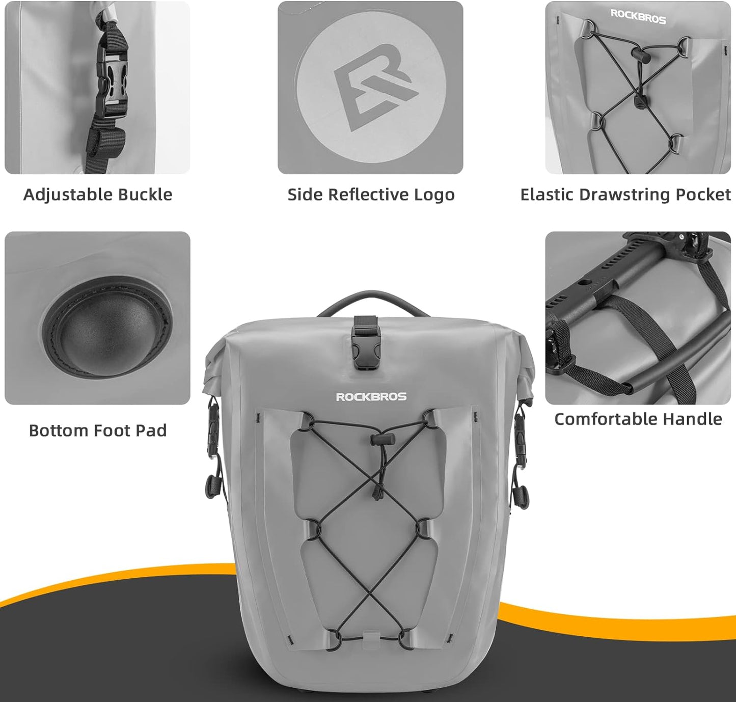 ROCKBROS 32L Waterproof Bike Pannier Durable Spacious Easy to Install