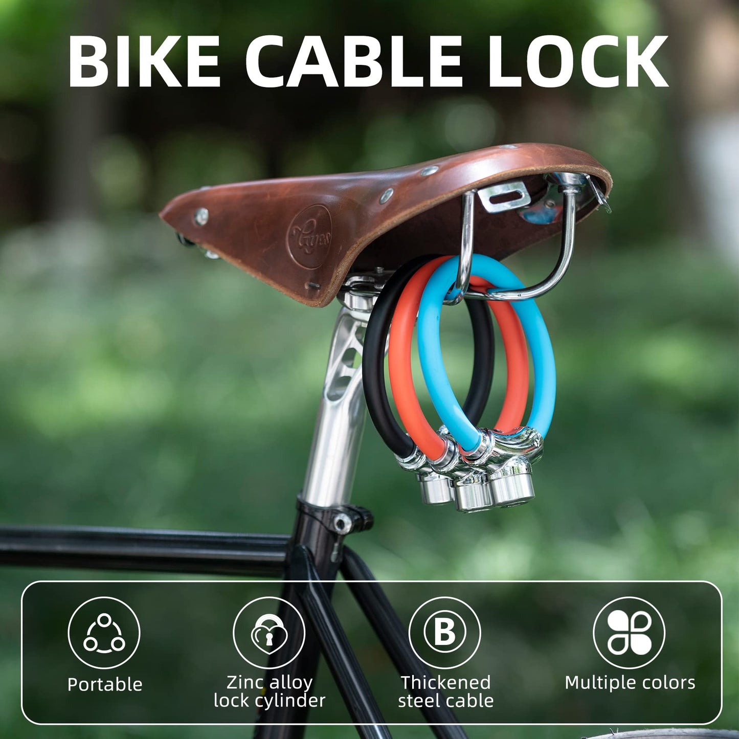 ROCKBROS Anti-Theft Bike Cable Lock Portable Key Lock Rustproof