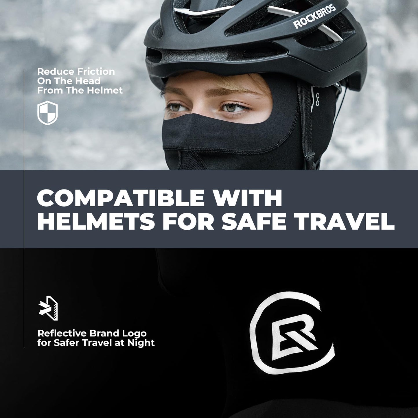 ROCKBROS Balaclava Ski Mask, Thermal Full Face Cover, Windproof Neck Warmer