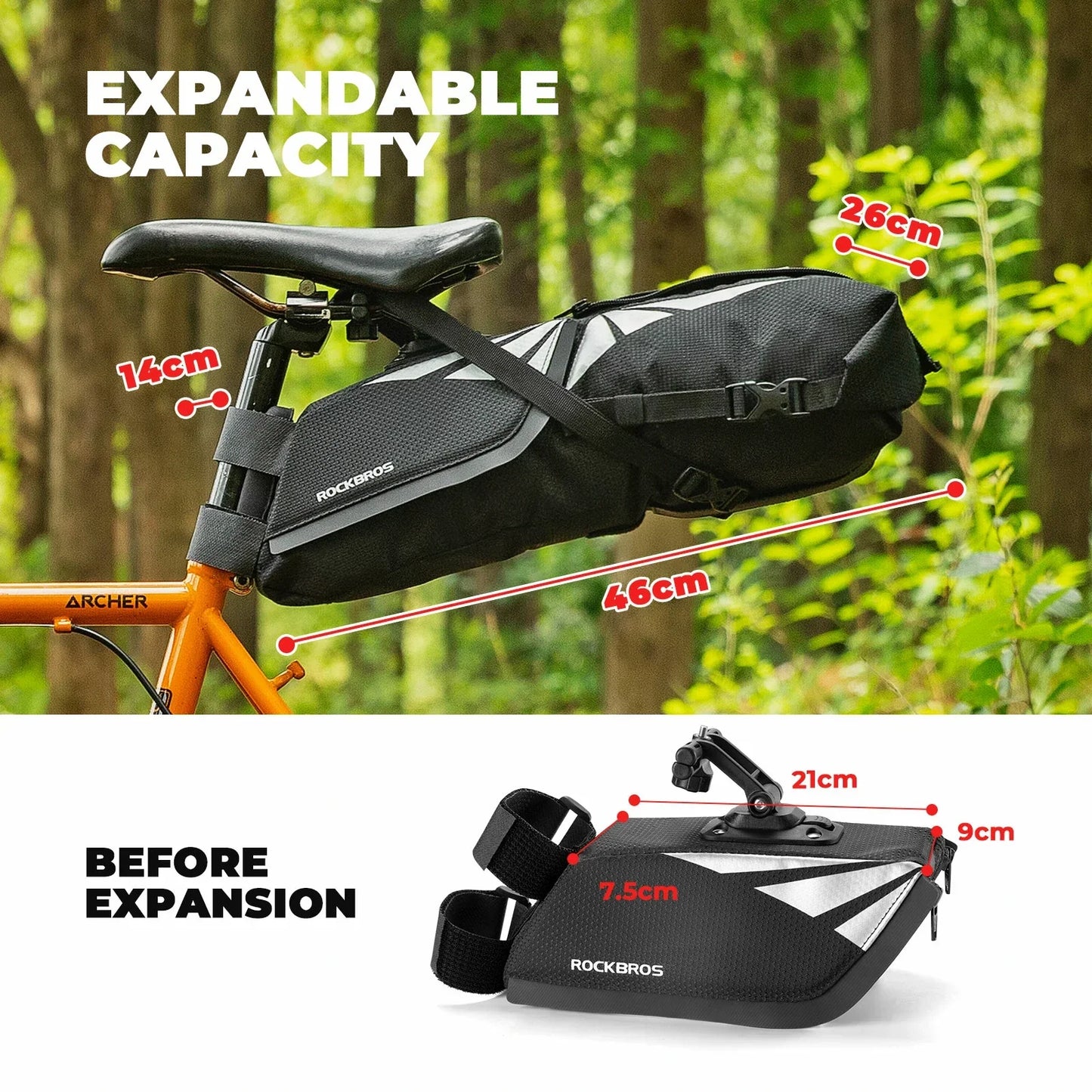 Bicycle Saddle Bag 100% Waterproof 8L