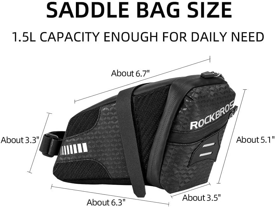 ROCKBROS Bike Saddle Bag  Under Seat 1.5L Cycling Accessories Storage Pouch