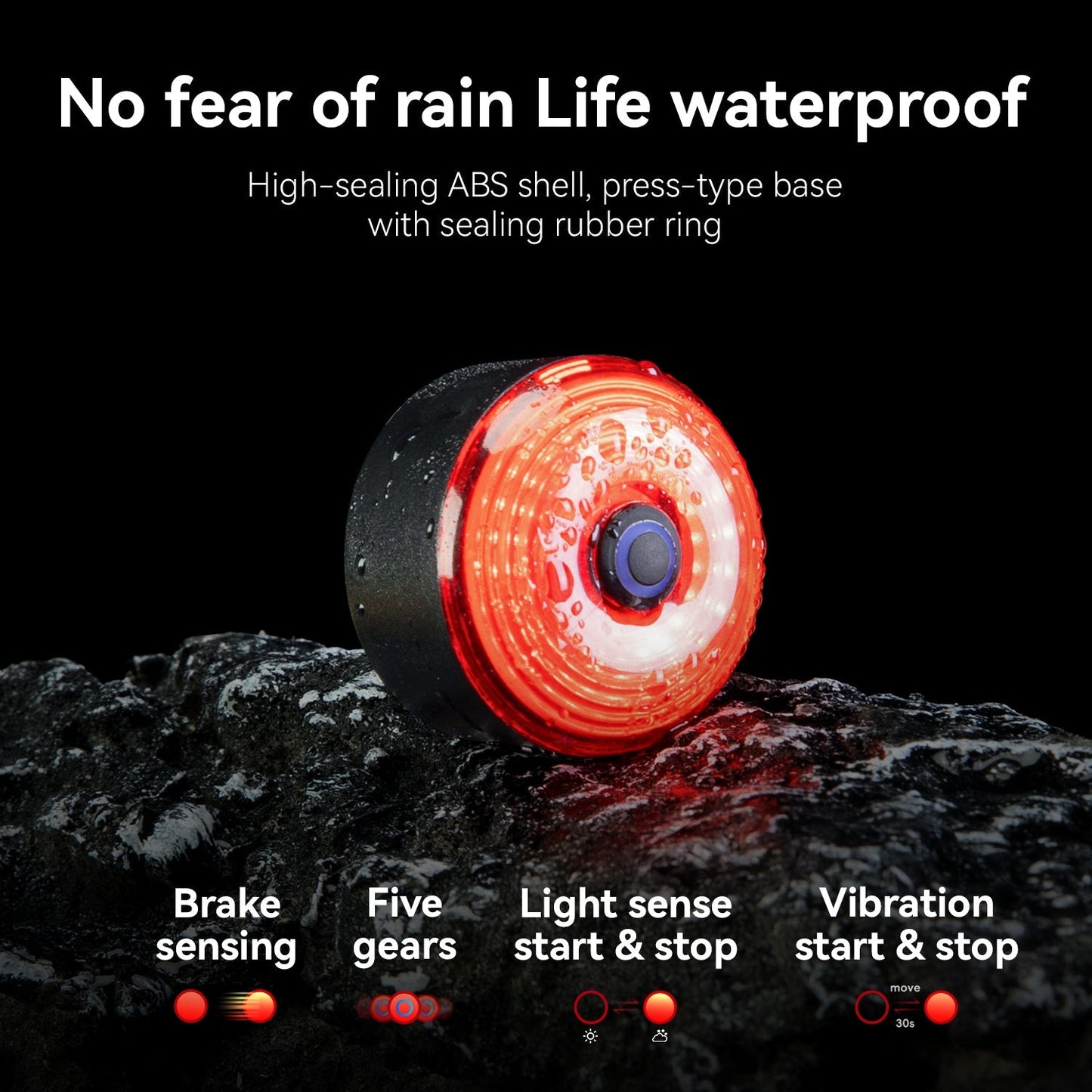 ROCKBROS Bike Saddle Bag Waterproof with Brake Sensor Tail Light