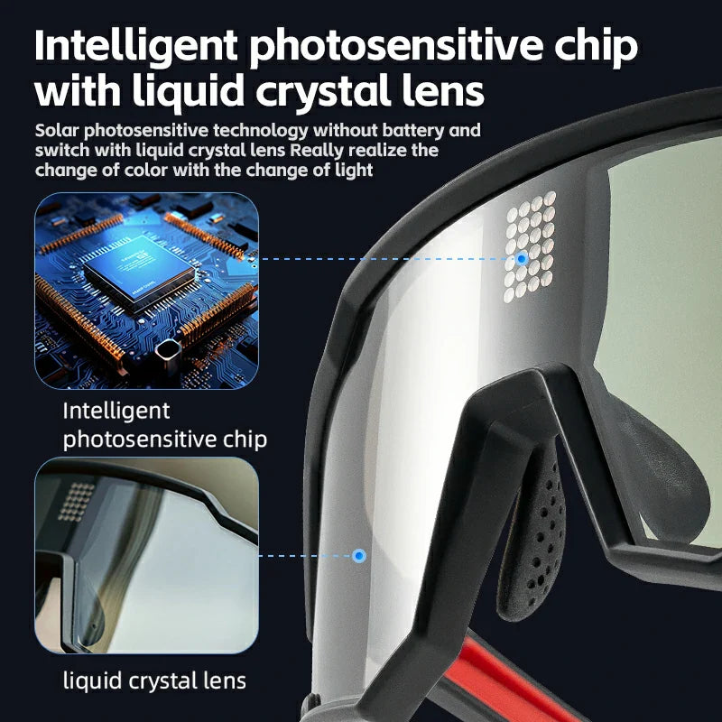 ROCKBROS UV400 Cycling Sunglasses Electronic Photochromic Color Changing