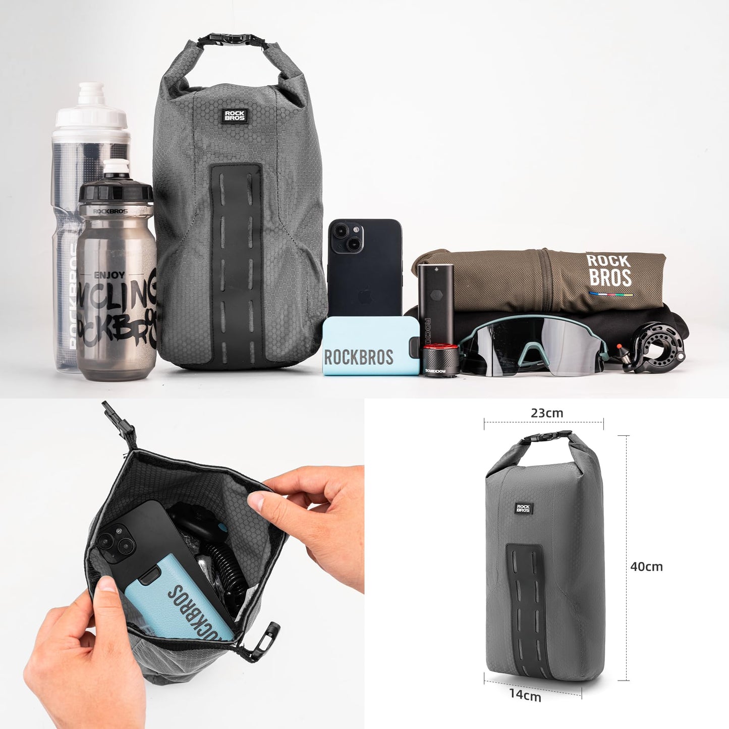 ROCKBROS Bike Waterproof 4L Front Fork Bag with Bike Rack