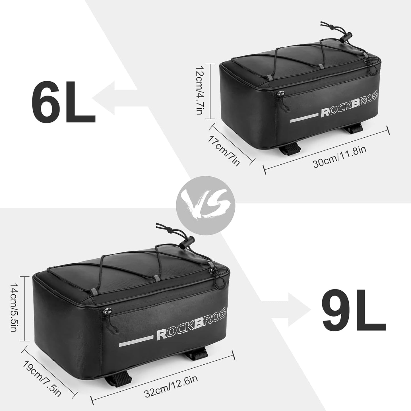 ROCKBROS Bike Rack Bag Saddle Pannier Bag Waterproof 6L or 9L