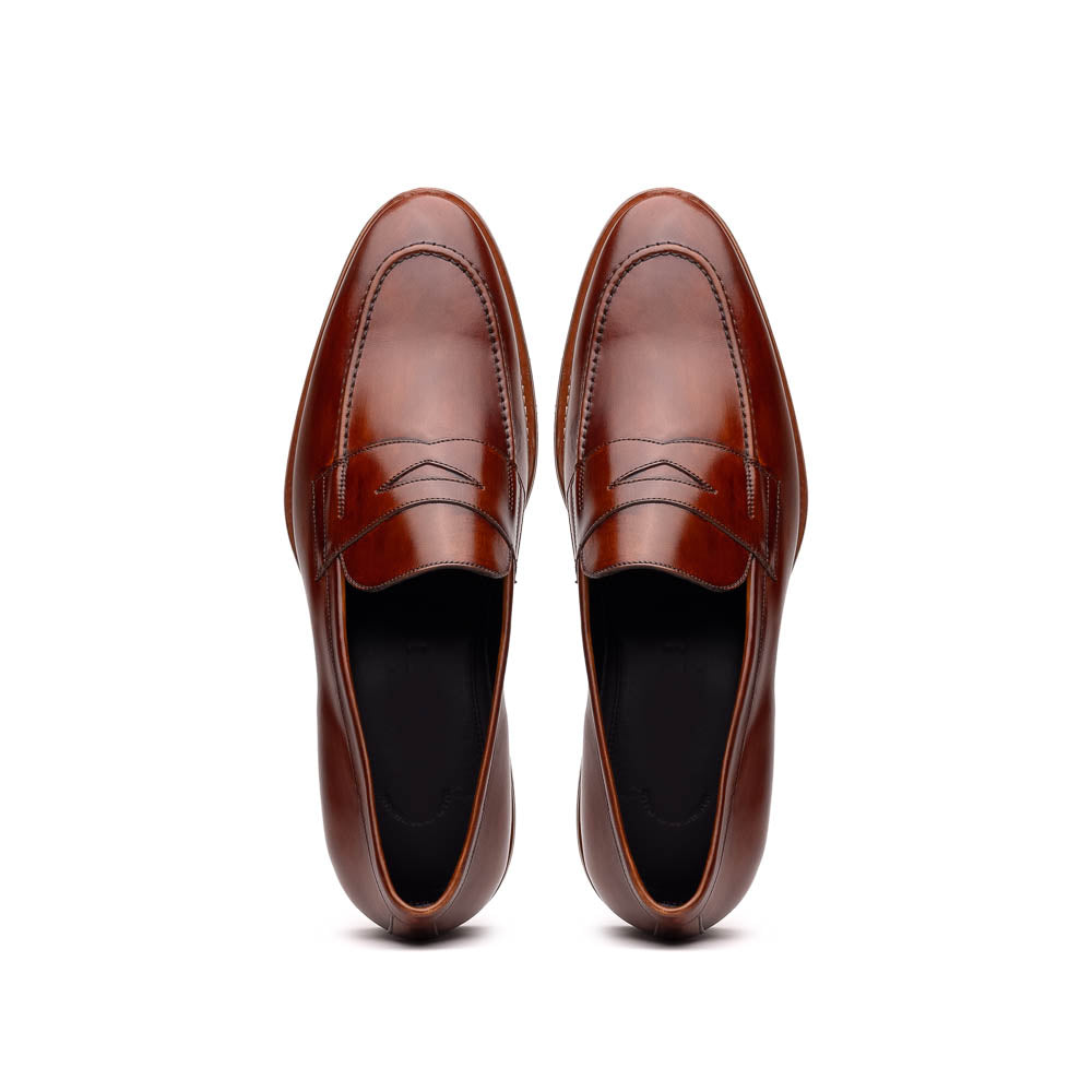 15-400-CGN ROMA Hand Burnished Calfskin Penny Loafer Cognac