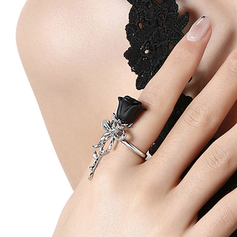 Rose Flower Design Alloy Open Ring