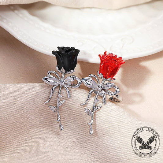 Rose Flower Design Alloy Open Ring