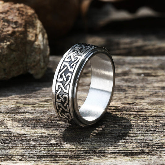 Celtic Knot Stainless Steel Viking Spinner Ring
