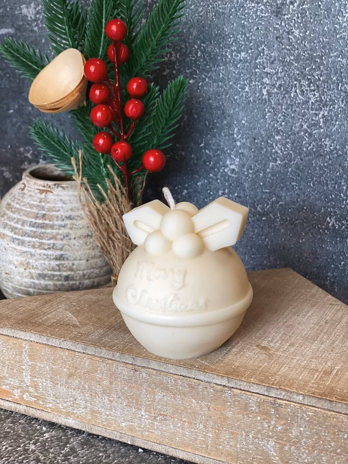 Round Bell Christmas Candle - Festive Holiday Decor for Your Home
