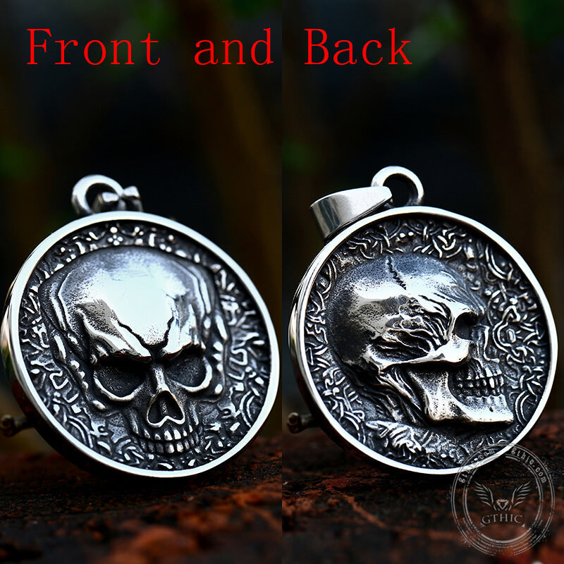 Round Stainless Steel Skull Pendant