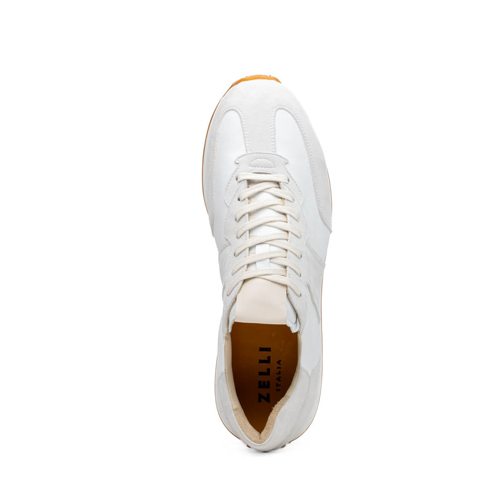 66-265-WHT ROXI Suede & Calfskin Sneaker, White