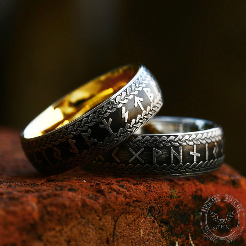 Runes Braided Pattern Stainless Steel Viking Ring