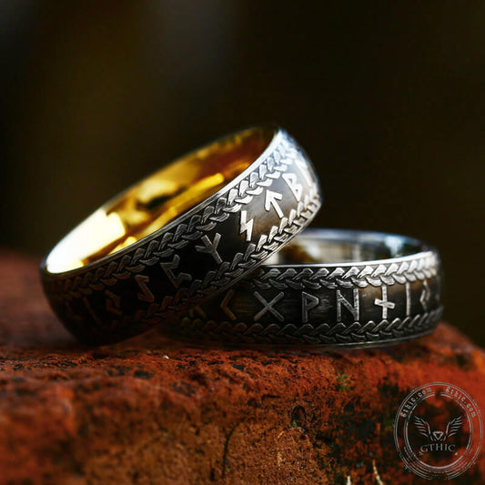 Runes Braided Pattern Stainless Steel Viking Ring
