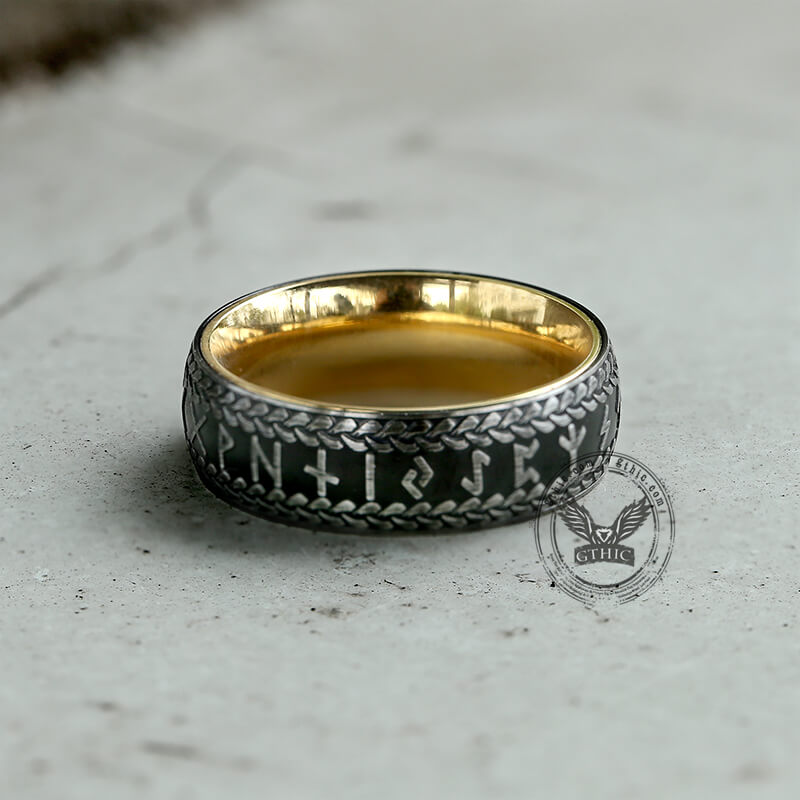 Runes Braided Pattern Stainless Steel Viking Ring