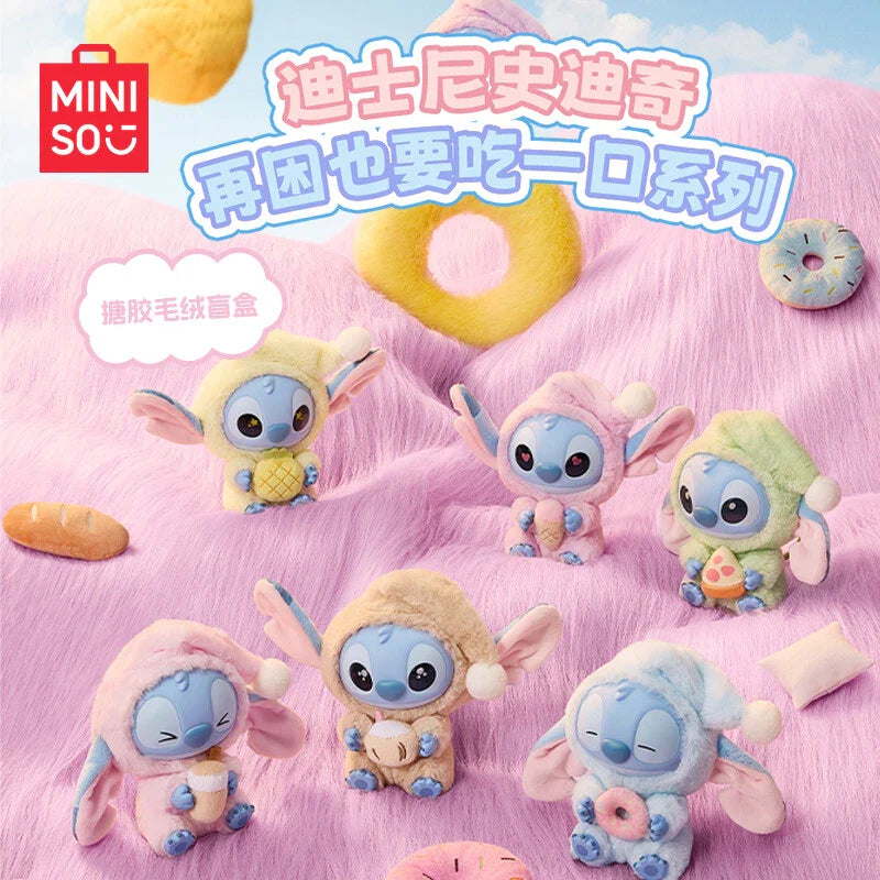 [In Stock] MINISO Stitch Eat Something Before Sleep Plush Keychain Blind Box