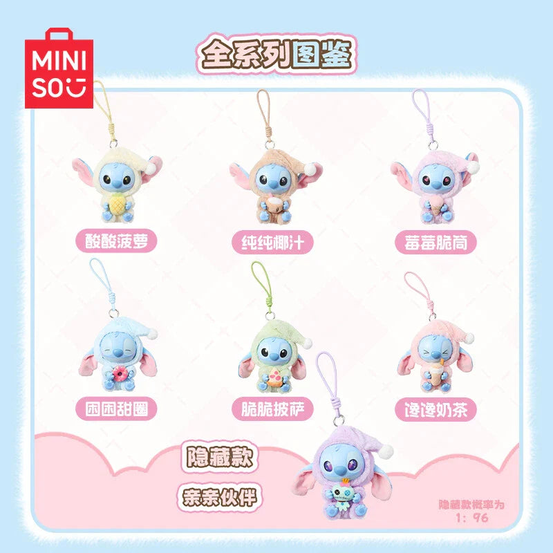 [In Stock] MINISO Stitch Eat Something Before Sleep Plush Keychain Blind Box