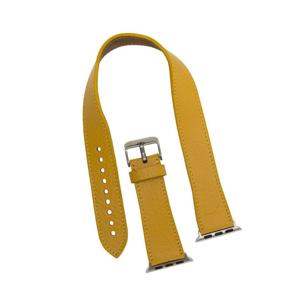 Luxury Double Wrap Yellow Leather Apple Watch Band - San Diego