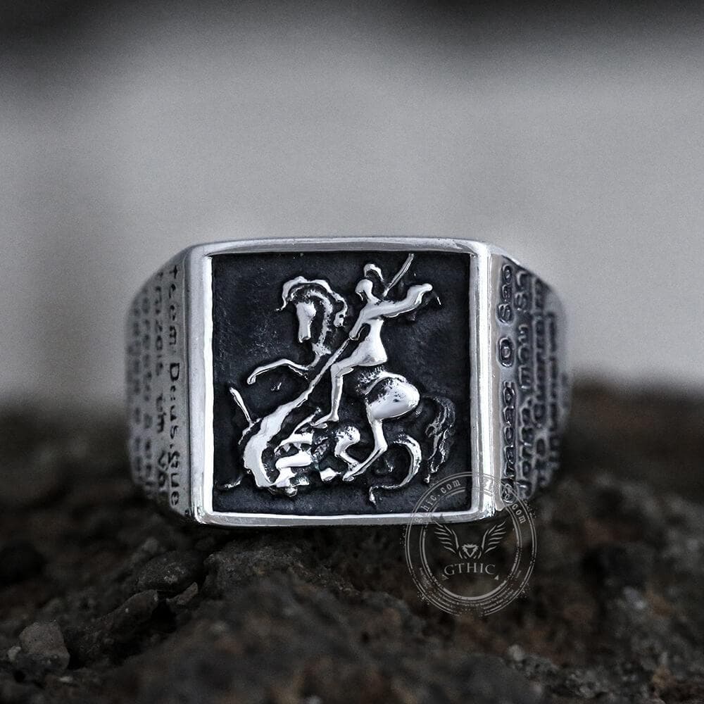 Saint George and the Dragon Stainless Steel Ring