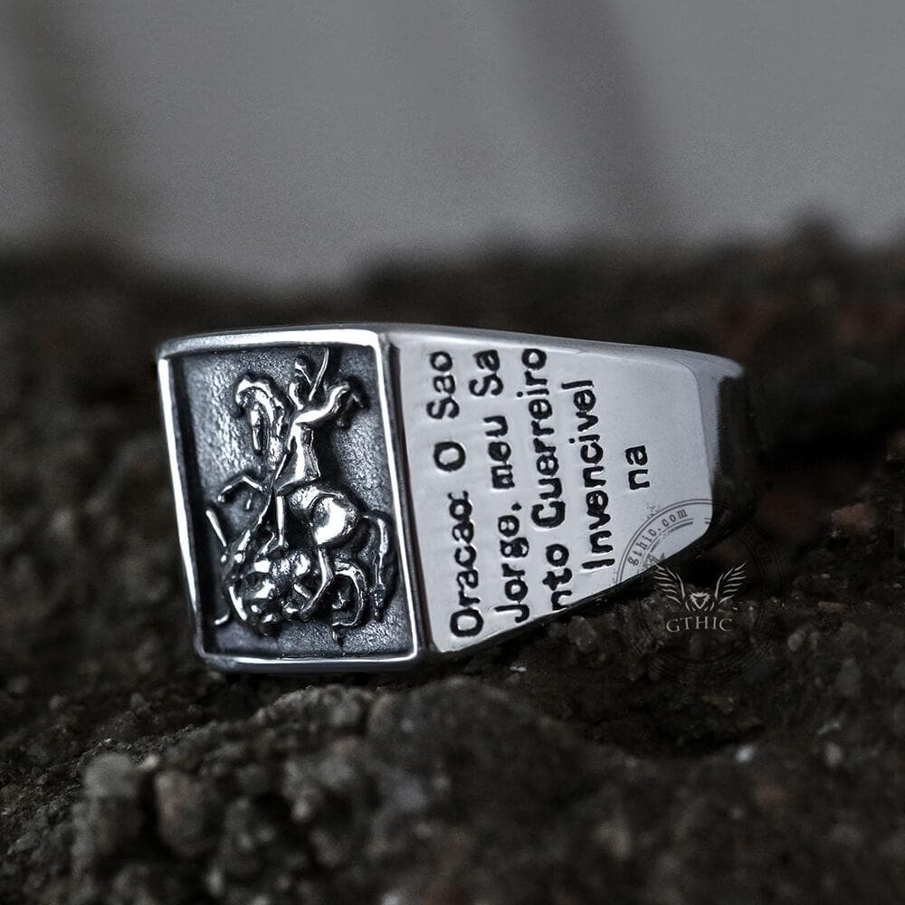 Saint George and the Dragon Stainless Steel Ring
