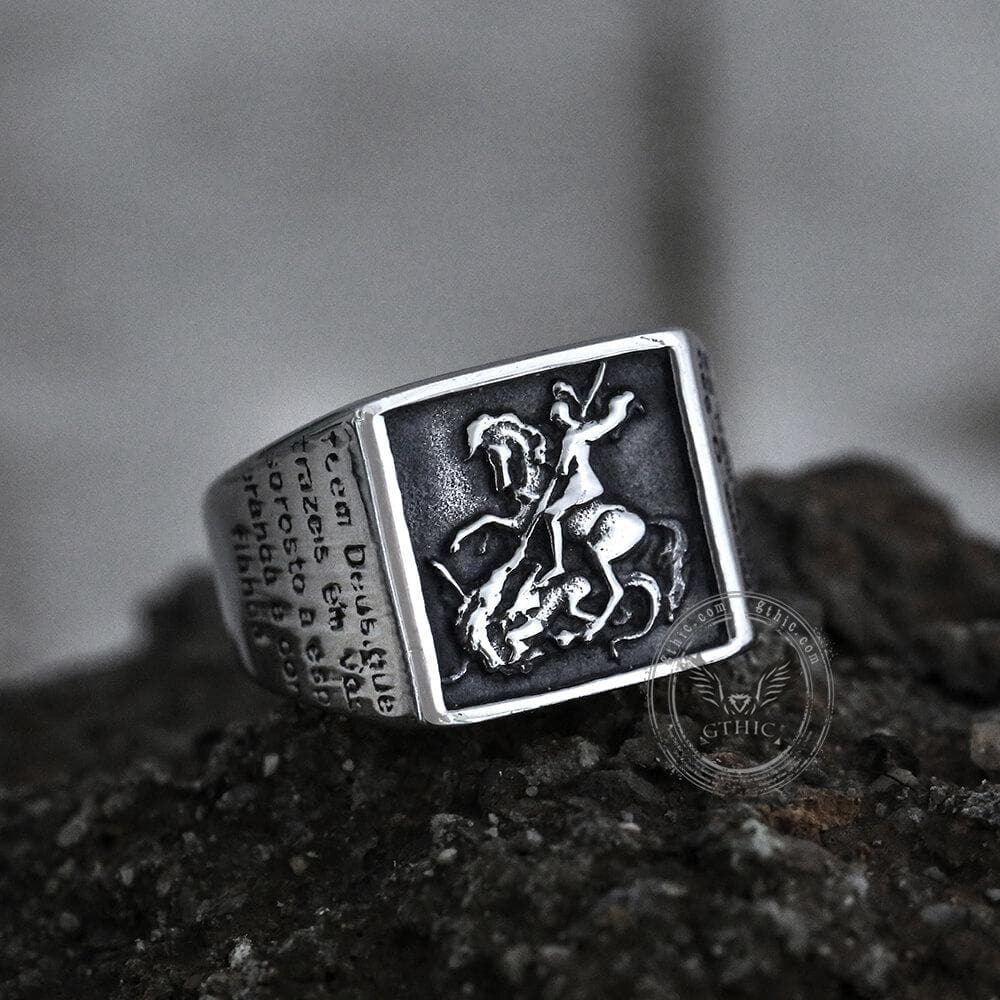 Saint George and the Dragon Stainless Steel Ring