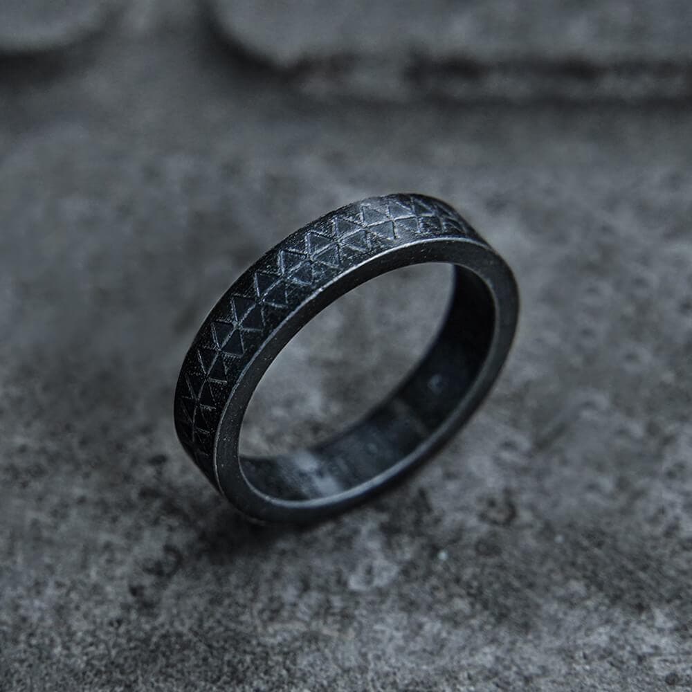 Sawtooth Pattern Stainless Steel Ring