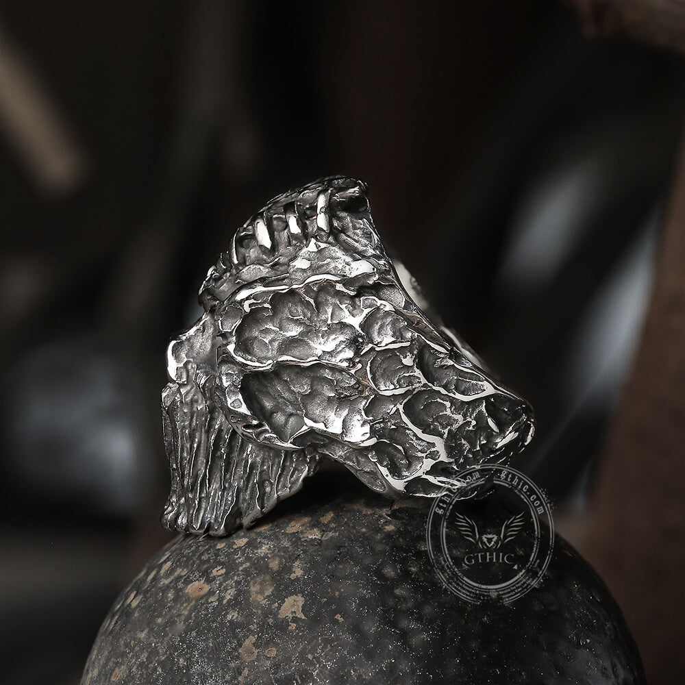 Scar Crack Stainless Steel Skull Ring