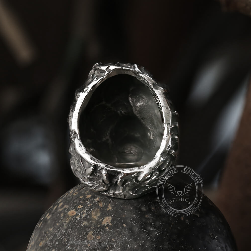 Scar Crack Stainless Steel Skull Ring