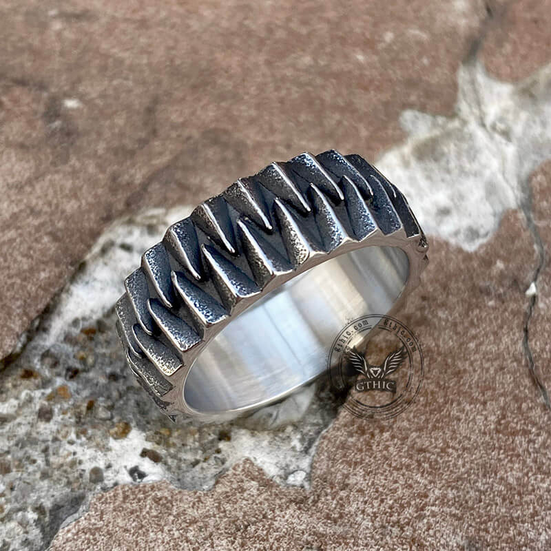 Sharp Teeth Stainless Steel Band Ring