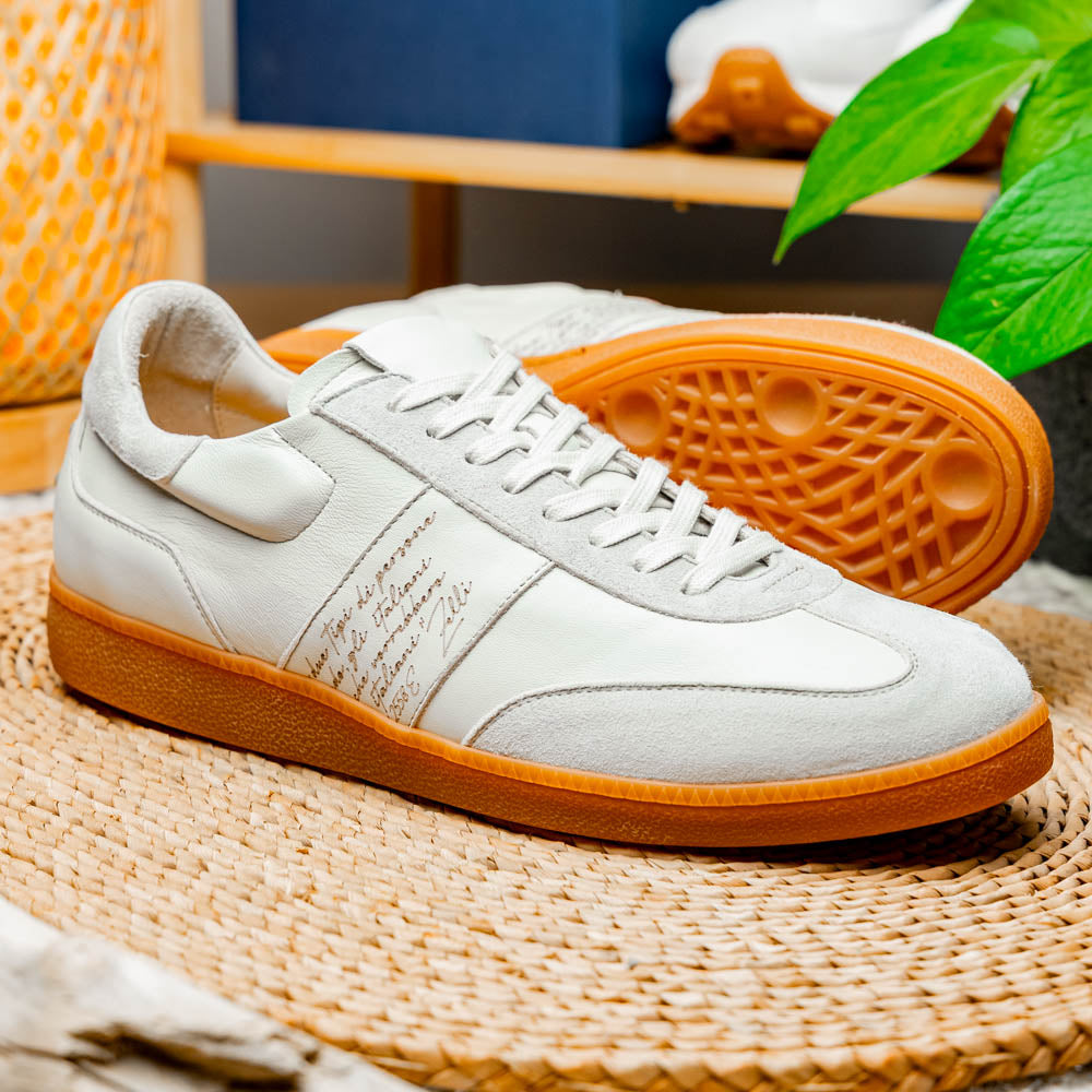 65-400-WHT SHIZZO Signature Leather Sneakers, White