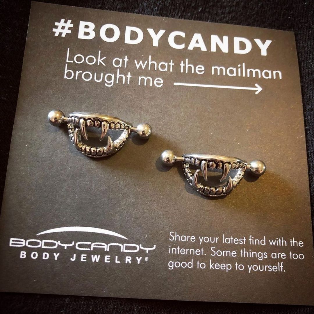 Scary Halloween Fangs Nipple Shield Set 14G 18mm